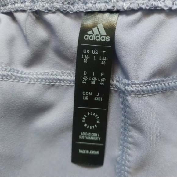 adidas Pacer Training Womens 3-Stripes Heather Woven Shorts Silver Violet Sz L - Picture 7 of 8